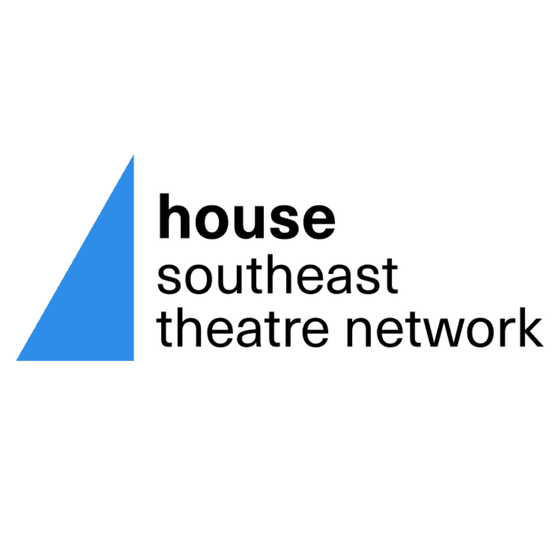 logo with a blue right angle triangle and the words 'house southeast theatre network'